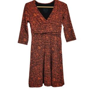 Patagonia Margot orange and bluel floral print empire waist knee length dress